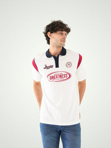 Town Team - Men's Oversized pique Polo shirts OFF WHIT Pique