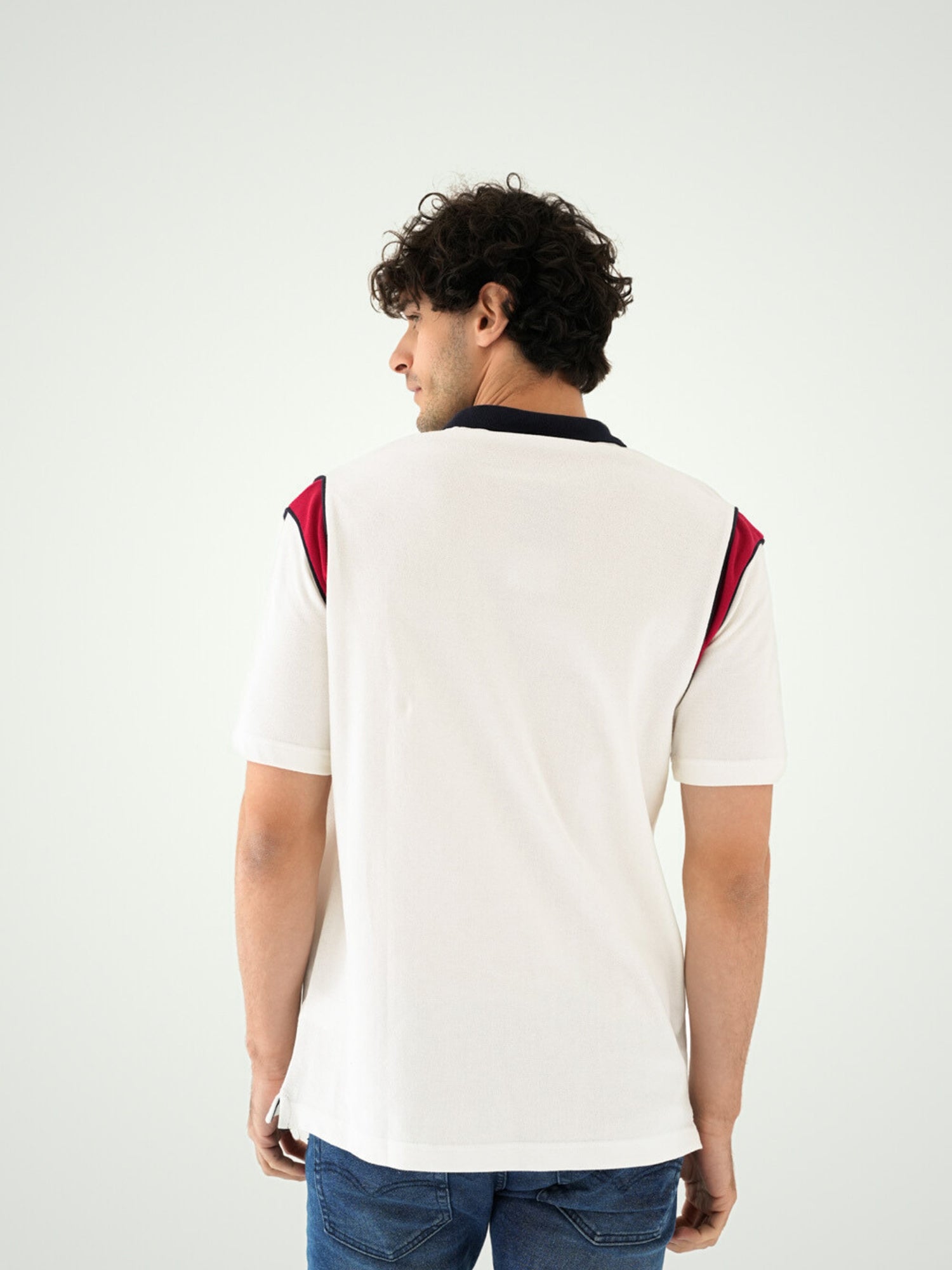 Town Team - Men's Oversized pique Polo shirts OFF WHIT Pique