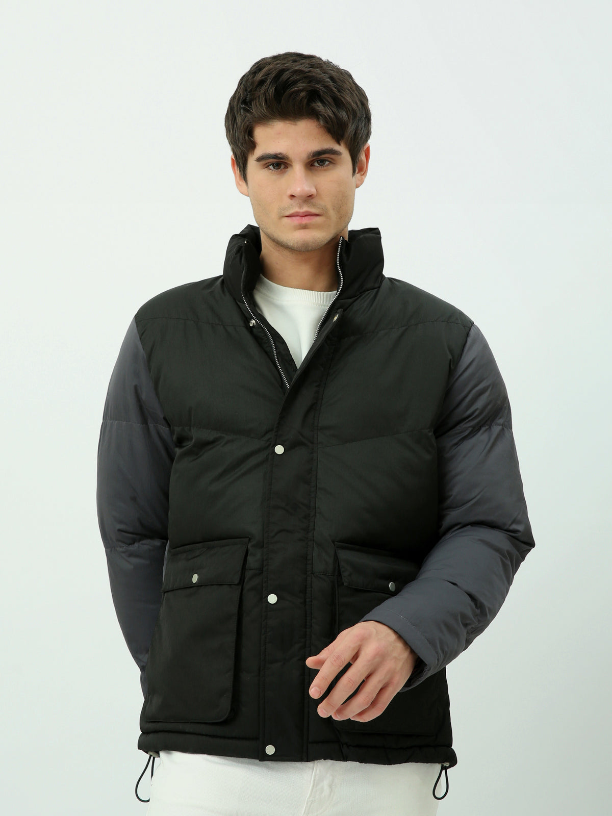 Town Team - Men's Slim color block Jackets BLK/OLV Mixed fabric
