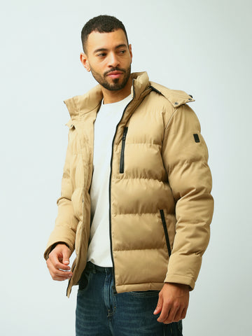 Town Team - Men's Slim basic Jackets Beige Waterproof