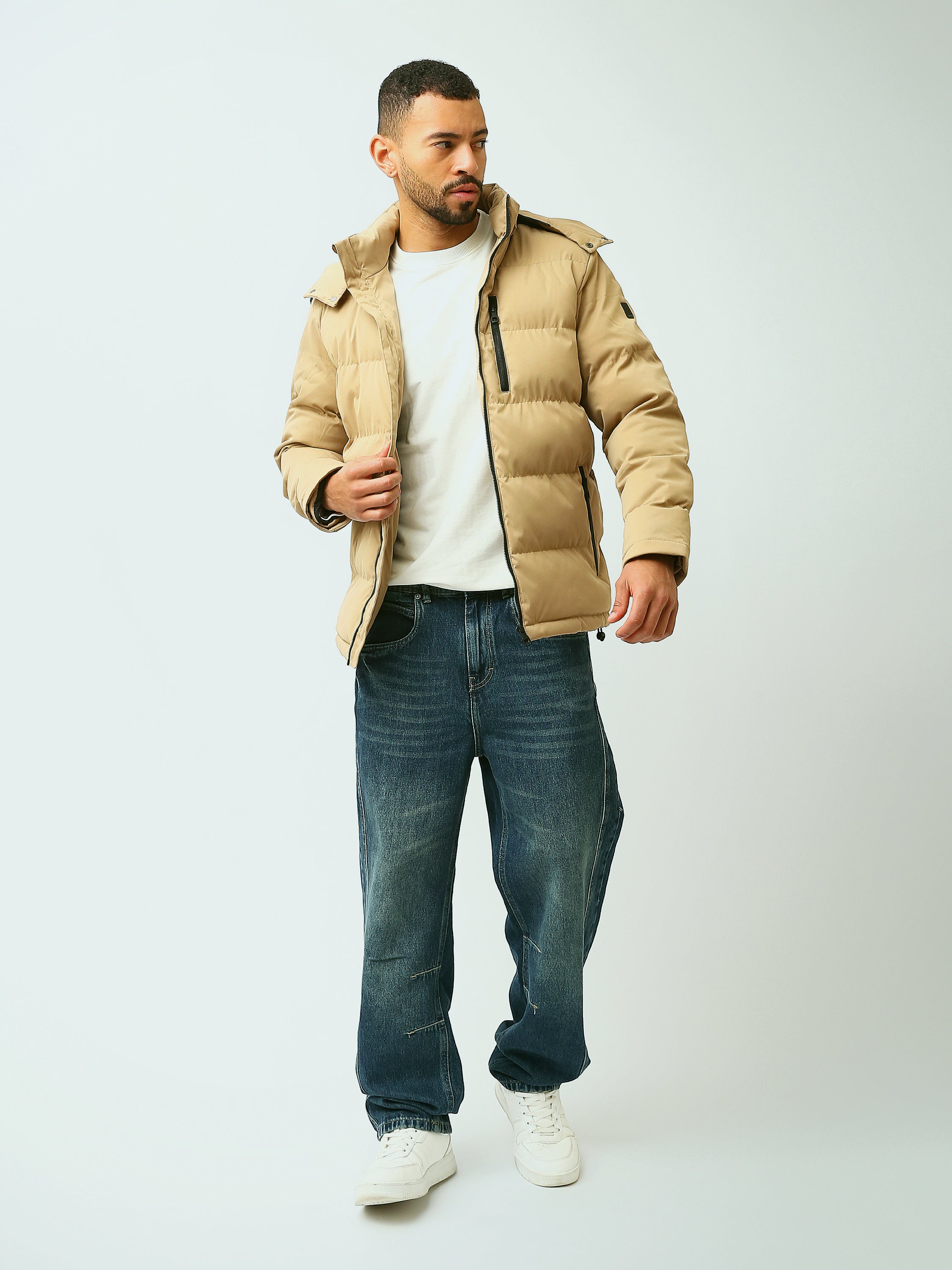 Town Team - Men's Slim basic Jackets Beige Waterproof