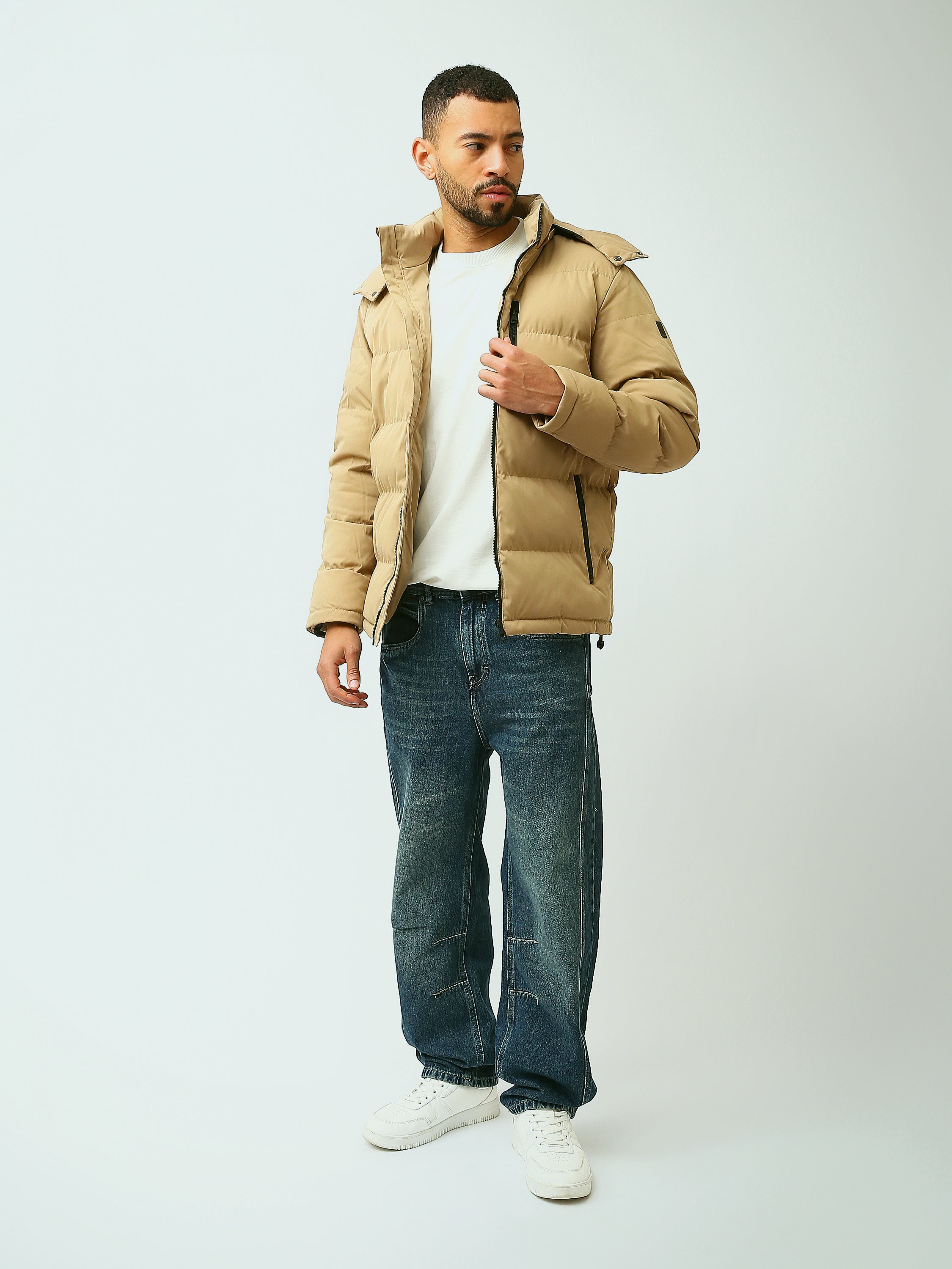 Town Team - Men's Slim basic Jackets Beige Waterproof