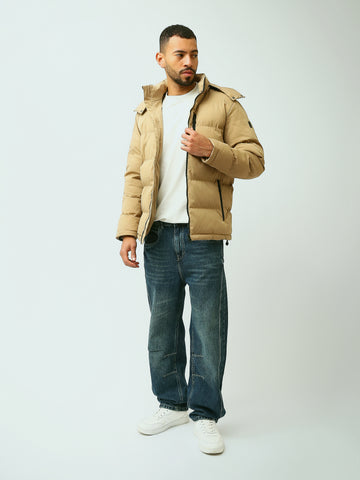 Town Team - Men's Slim basic Jackets Beige Waterproof