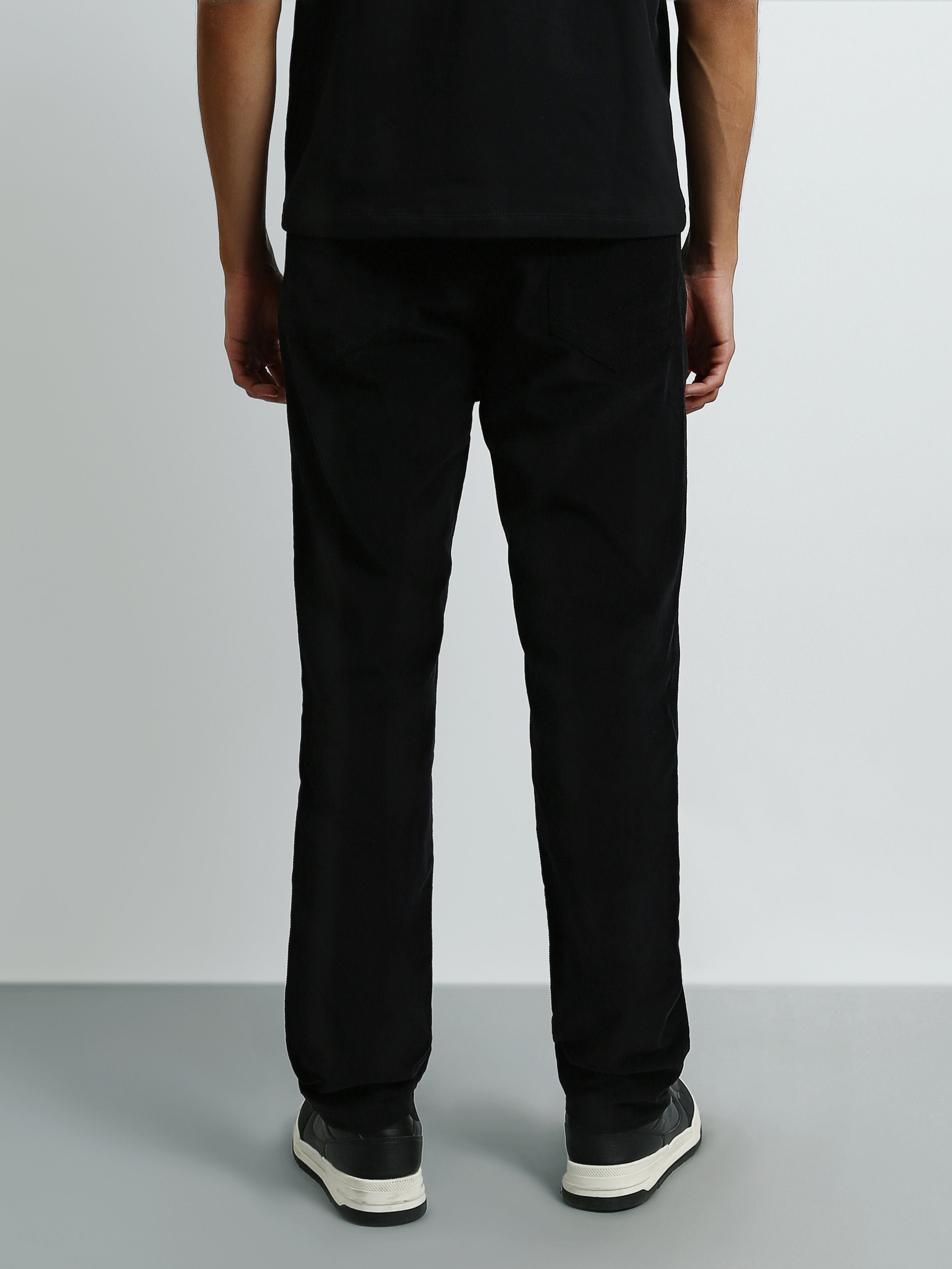 Town Team - Men's Slim 5 pockets Pants Black Mixed Materials