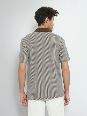Town Team polo shirts textured regular fit BRN/WHT
