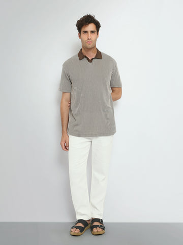 Town Team polo shirts textured regular fit BRN/WHT