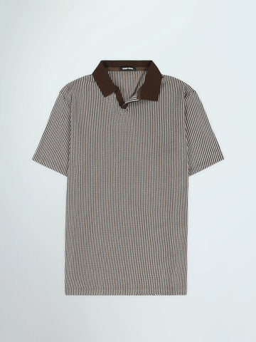 Town Team polo shirts textured regular fit BRN/WHT