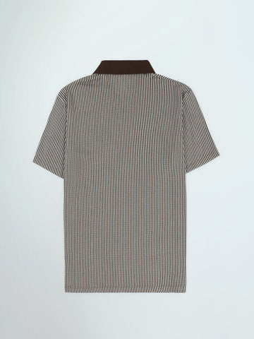 Town Team polo shirts textured regular fit BRN/WHT