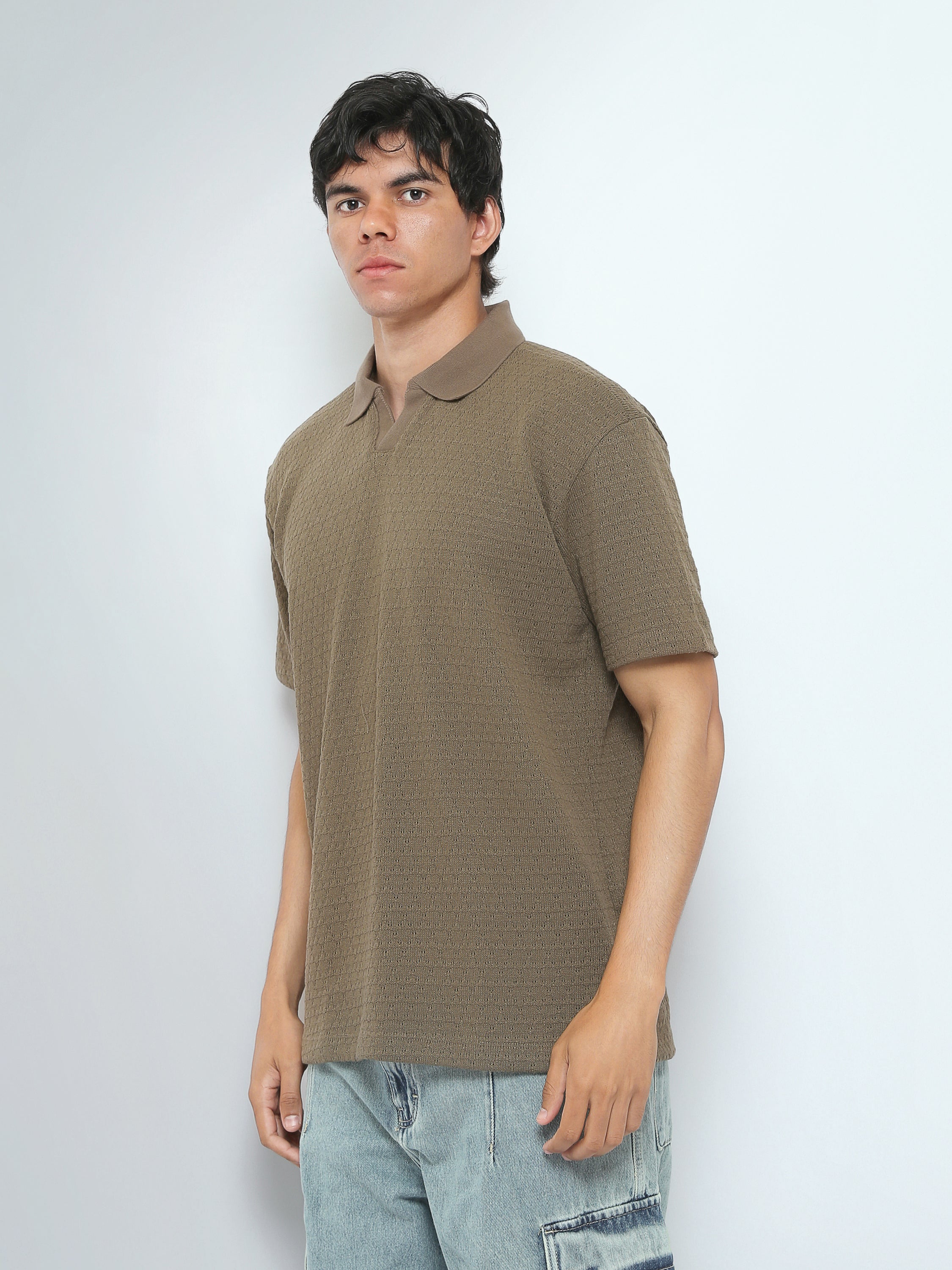 Town Team polo shirts textured regular fit Olive