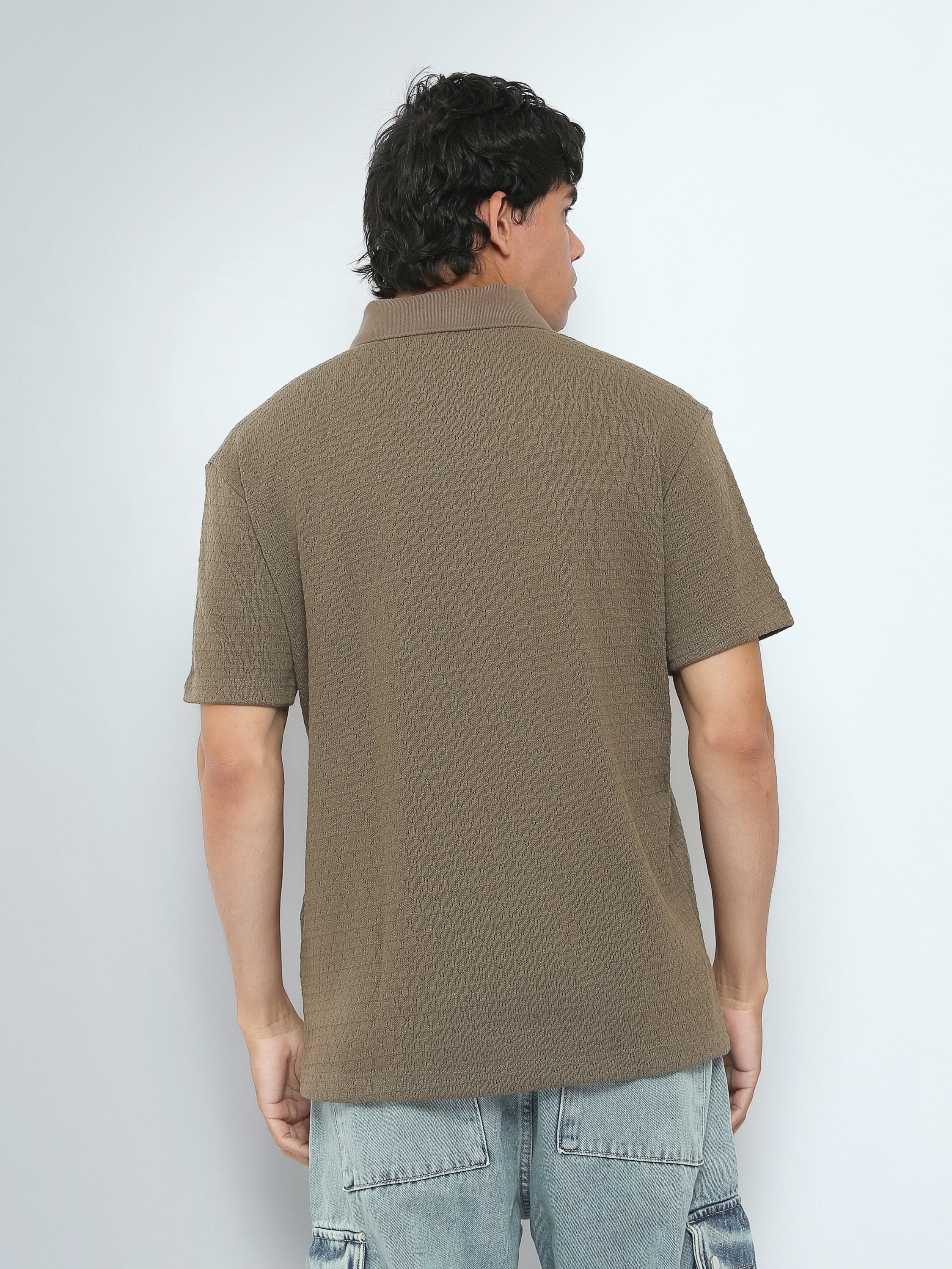 Town Team polo shirts textured regular fit Olive