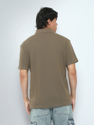 Town Team polo shirts textured regular fit Olive
