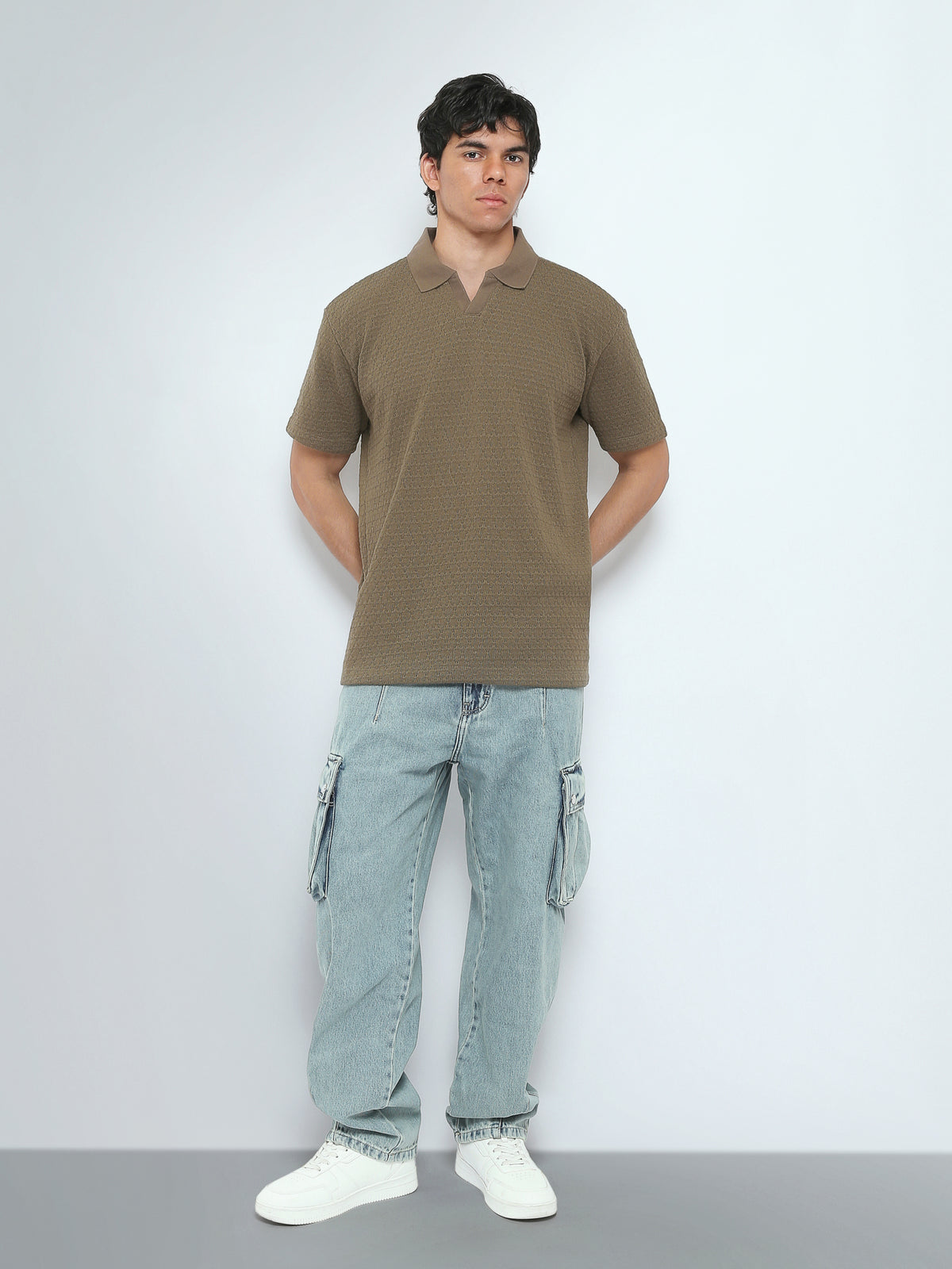 Town Team polo shirts textured regular fit Olive