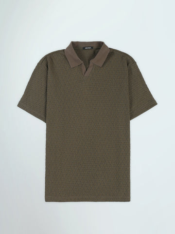 Town Team polo shirts textured regular fit Olive