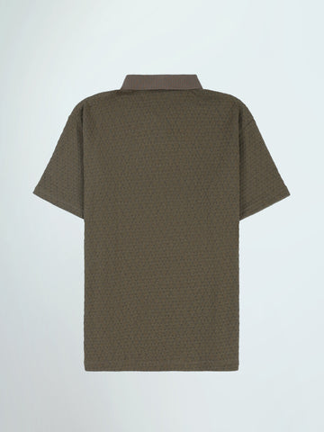 Town Team polo shirts textured regular fit Olive
