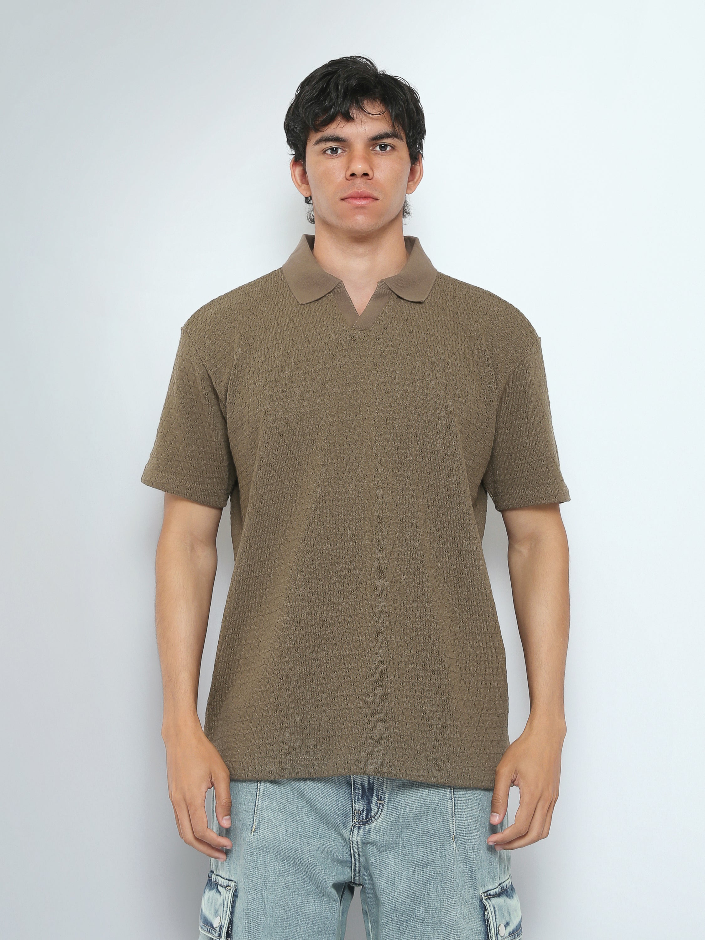 Town Team polo shirts textured regular fit Olive
