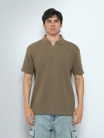 Town Team polo shirts textured regular fit Olive