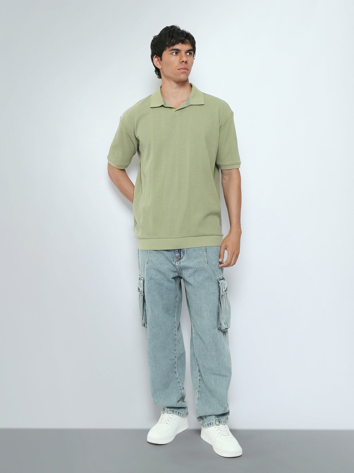 Town Team polo shirts textured regular fit Army