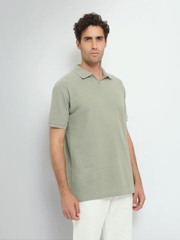 Town Team polo shirts textured regular fit Army