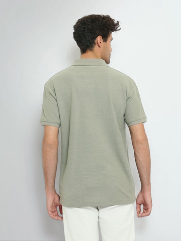 Town Team polo shirts textured regular fit Army