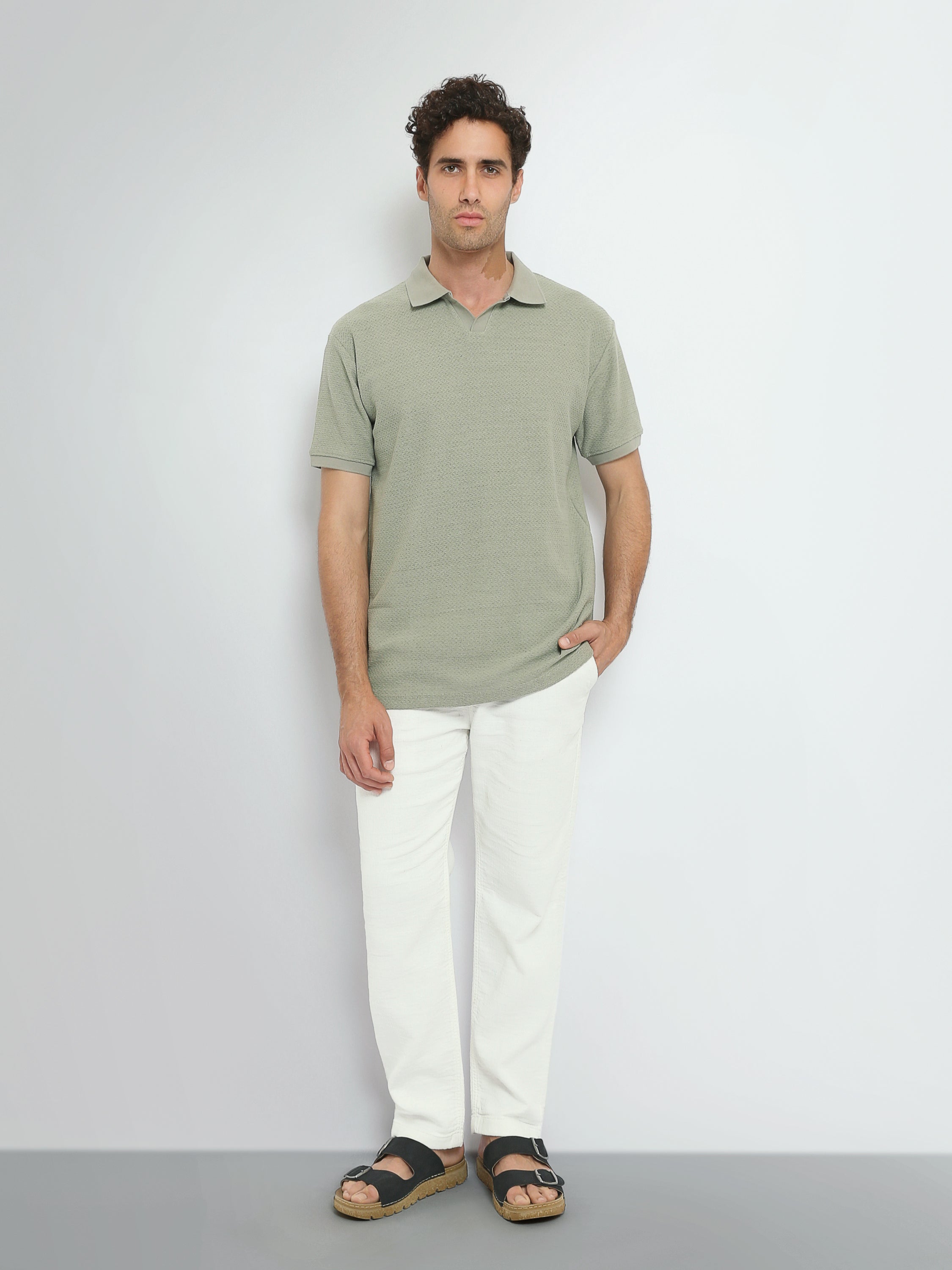 Town Team polo shirts textured regular fit Army