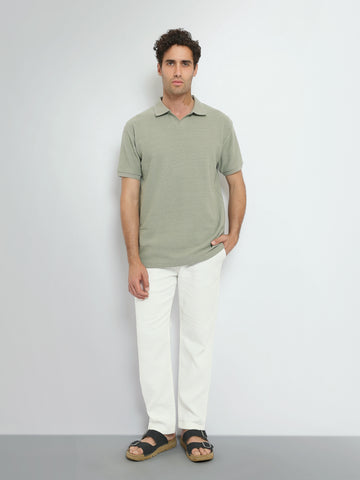 Town Team polo shirts textured regular fit Army