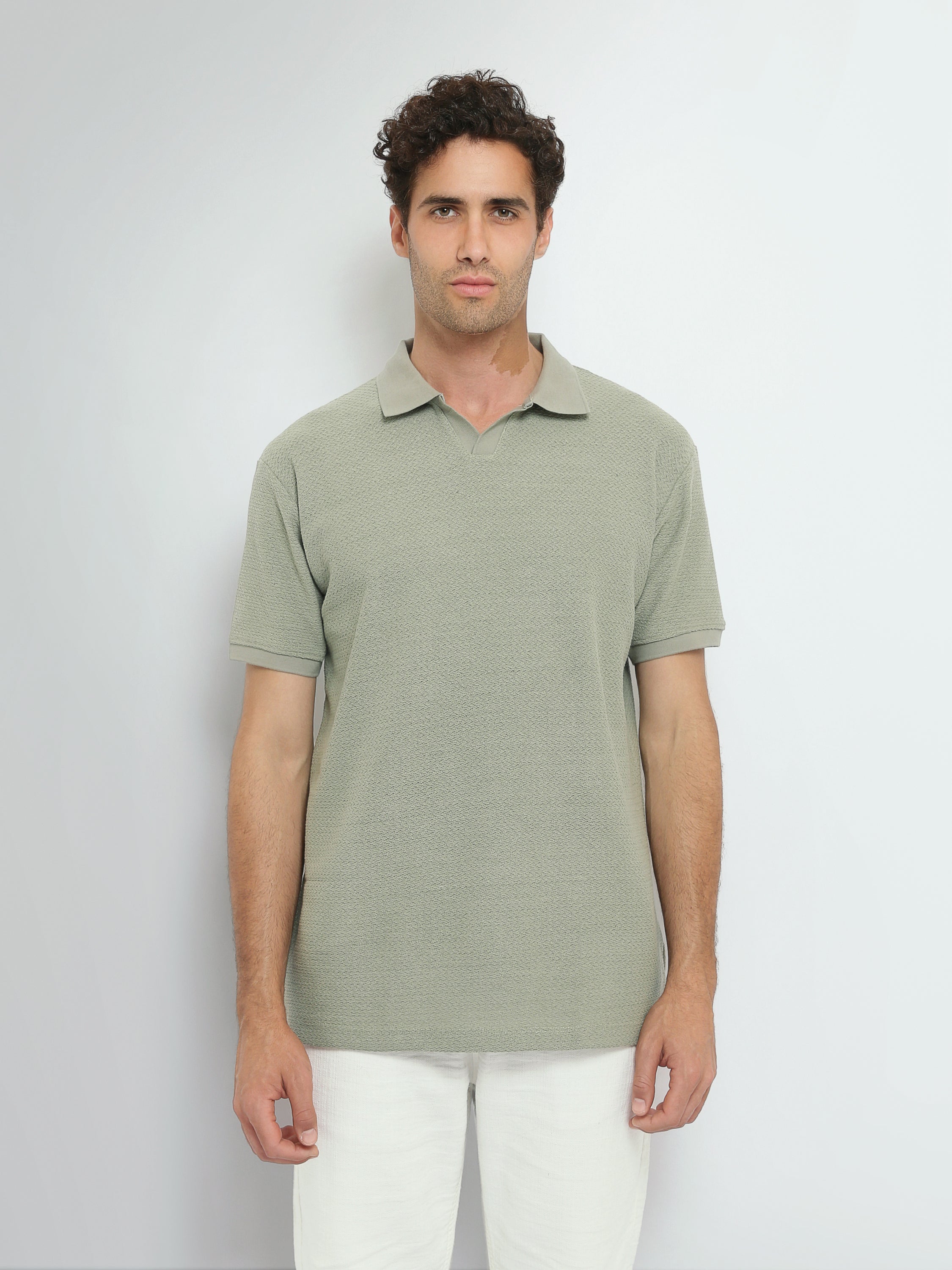 Town Team polo shirts textured regular fit Army