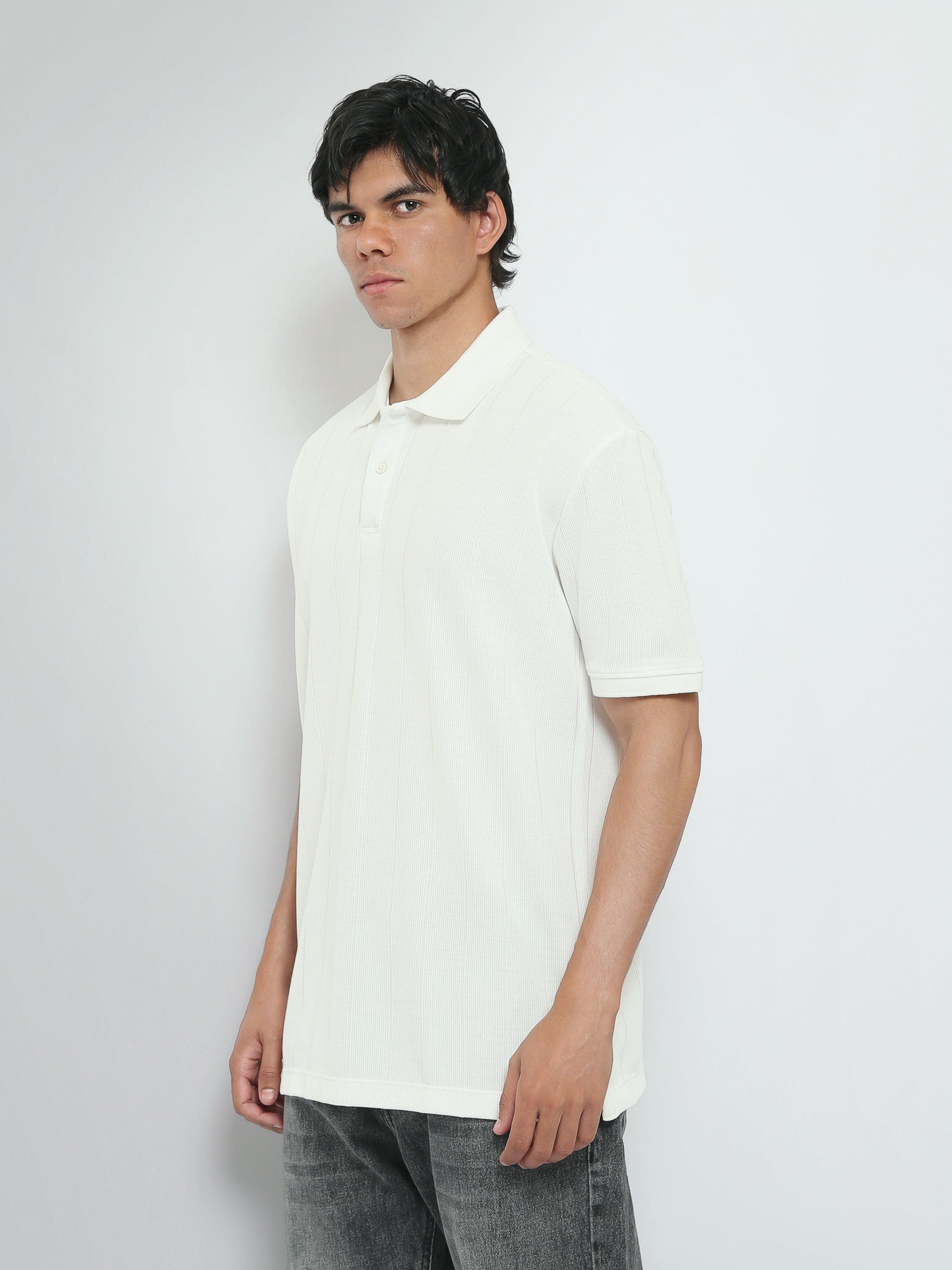 Town Team polo shirts textured regular fit OFF WHIT