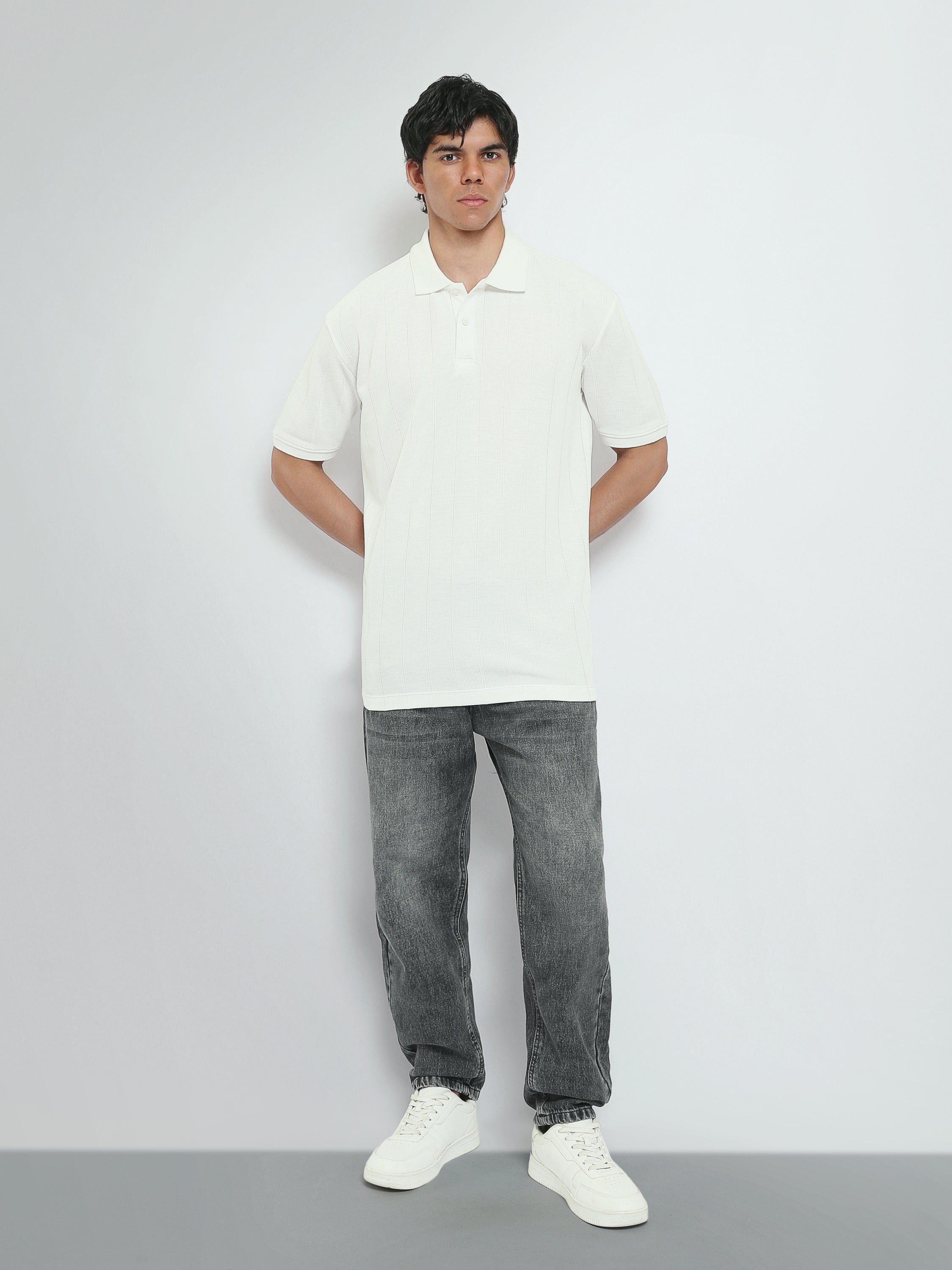 Town Team polo shirts textured regular fit OFF WHIT
