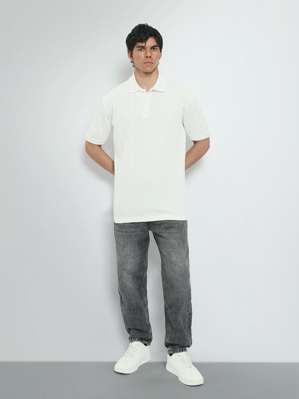 Town Team polo shirts textured regular fit OFF WHIT