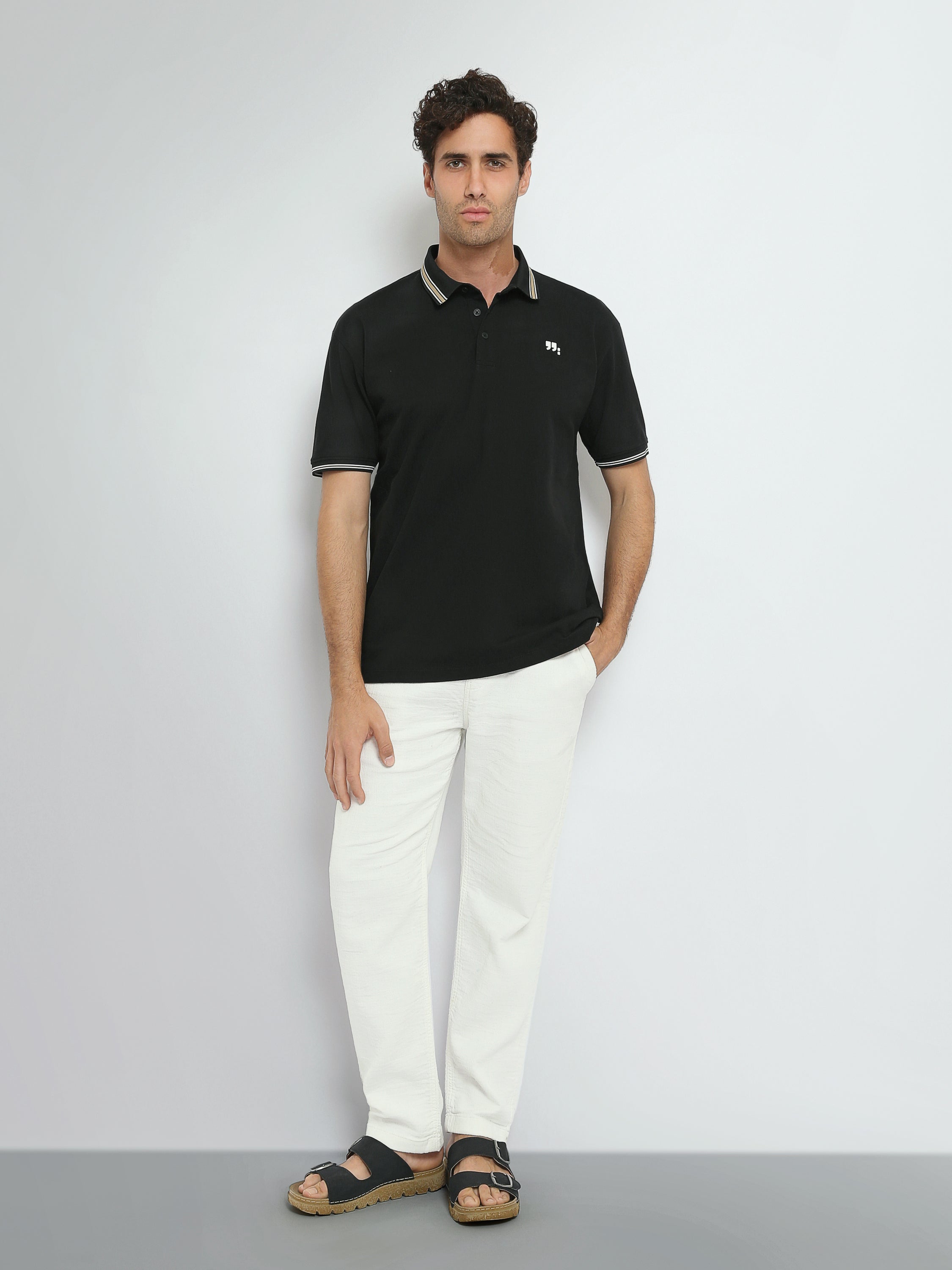 Town Team polo shirts textured regular fit OFF WHIT