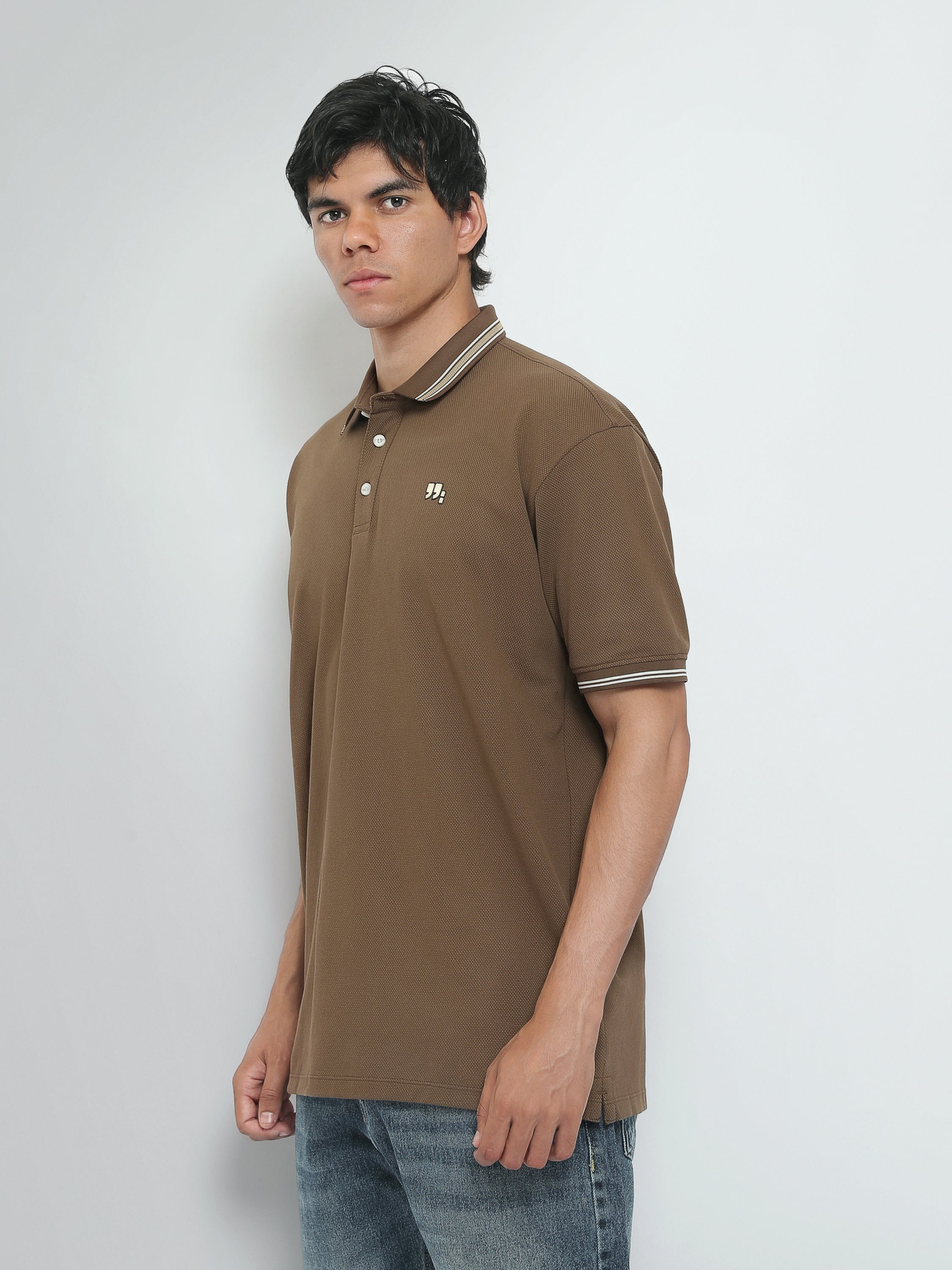 Town Team polo shirts textured regular fit OFF WHIT