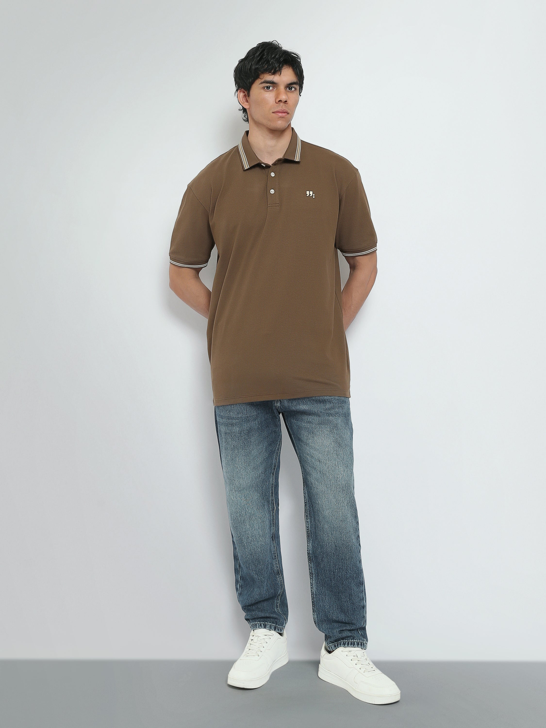 Town Team polo shirts textured regular fit OFF WHIT