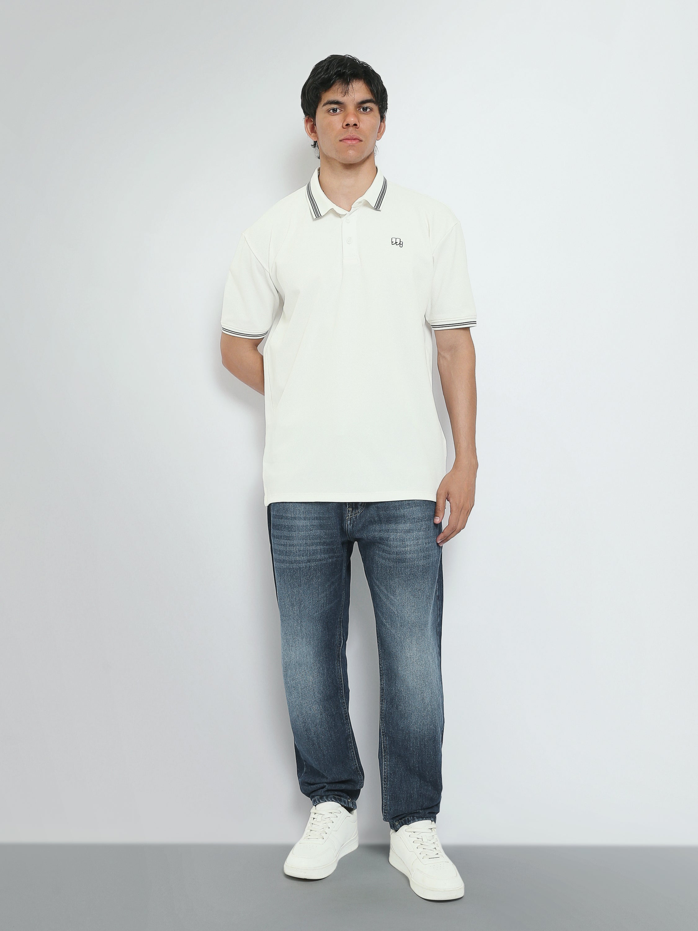 Town Team polo shirts textured regular fit OFF WHIT
