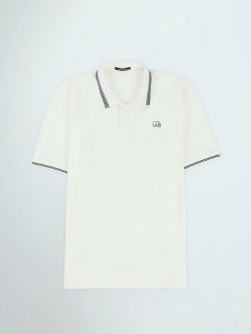 Town Team polo shirts textured regular fit OFF WHIT