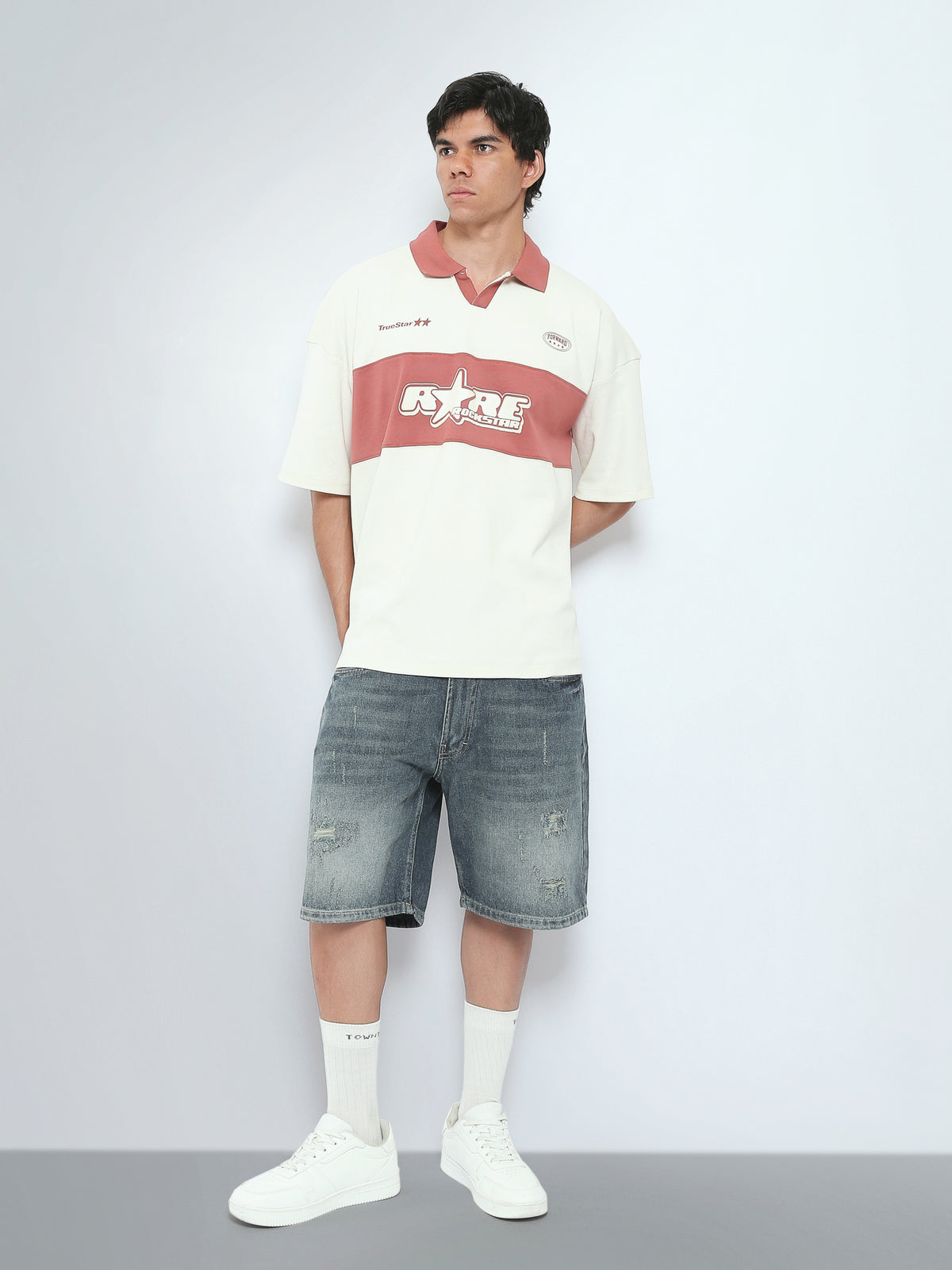 Town Team polo shirts contrasting boxy fit OFF/CHMR