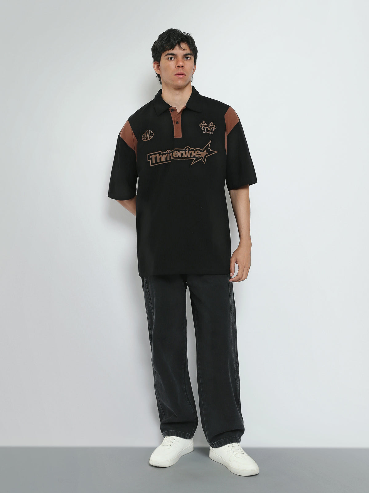 Town Team polo shirts pique oversized fit BLK/BRN