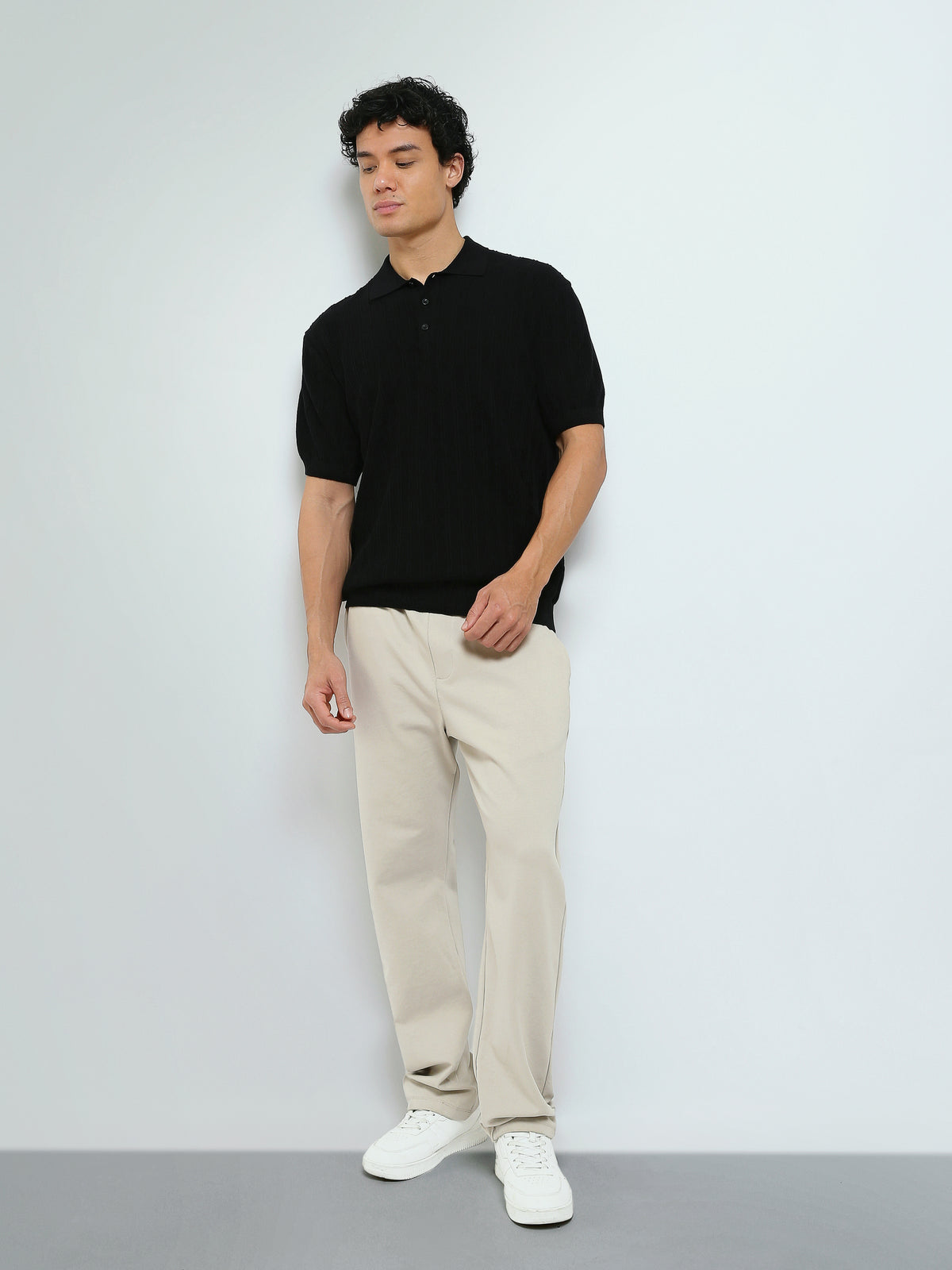 Town Team - Men's Regular premium Polo shirts Black Cotton Blend