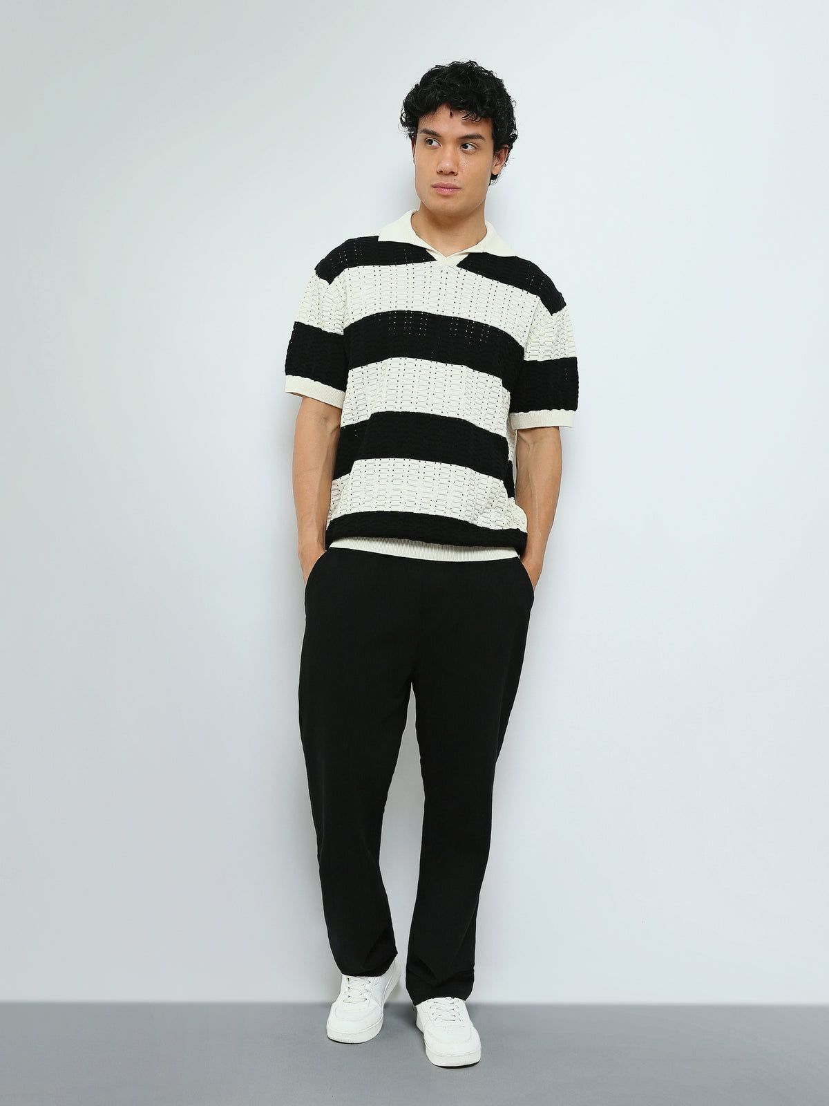 Town Team - Men's Regular premium Polo shirts BEG/BLK Cotton Blend