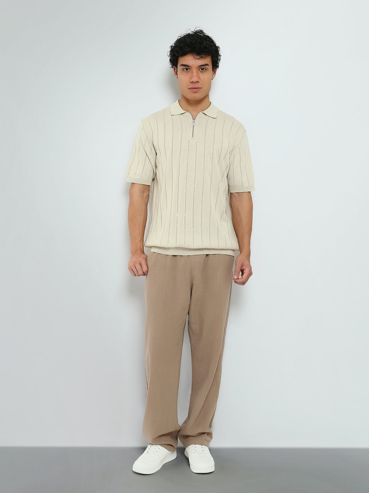 Town Team - Men's Regular premium Polo shirts L-BEIGE Pure Cotton