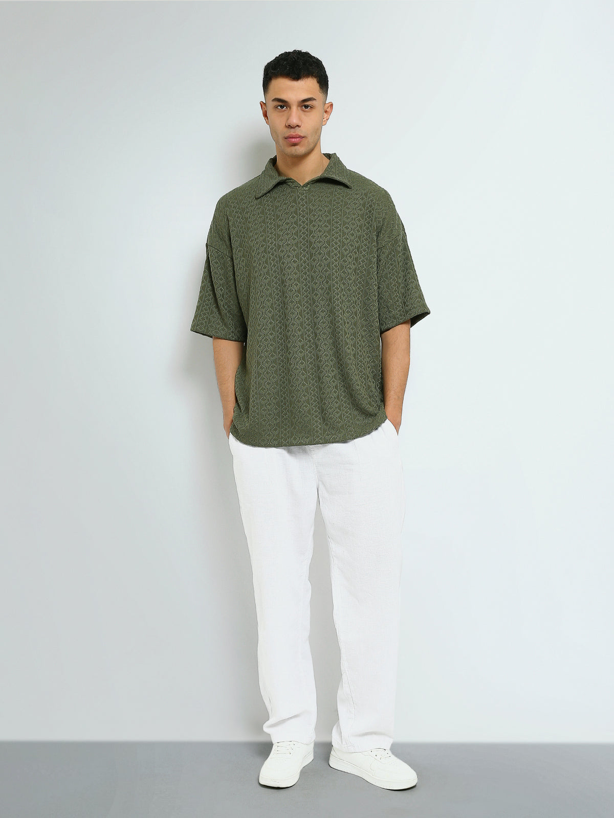Town Team - Men's Regular washed Polo shirts Olive Cotton Blend