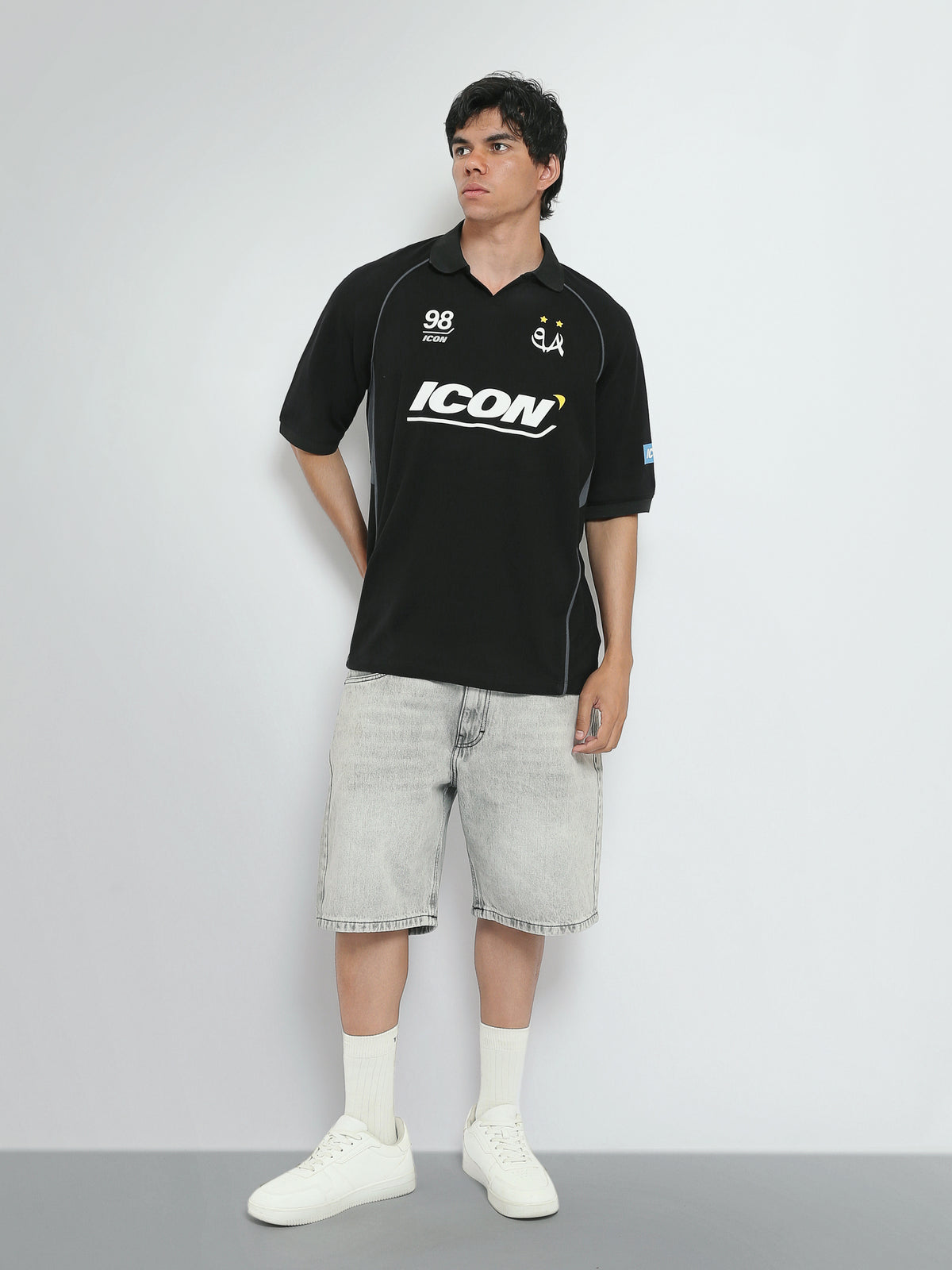 Town Team polo shirts pique oversized fit BLK/GRY
