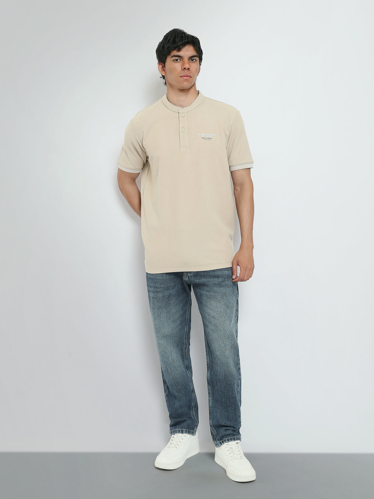 Town Team polo shirts textured slim fit Stone