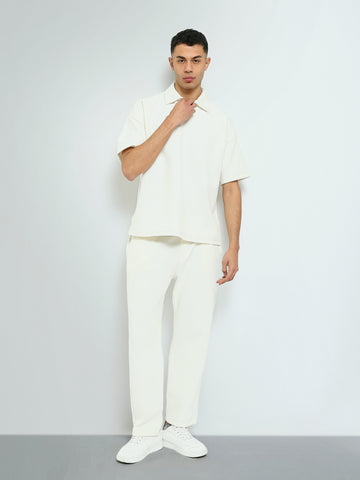 Town Team - Men's Comfort/Baggy plain top Polo shirt Sets OFF WHIT Mixed fabric