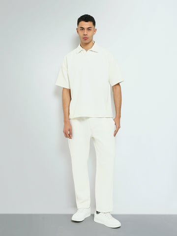 Town Team - Men's Comfort/Baggy plain top Polo shirt Sets OFF WHIT Mixed fabric
