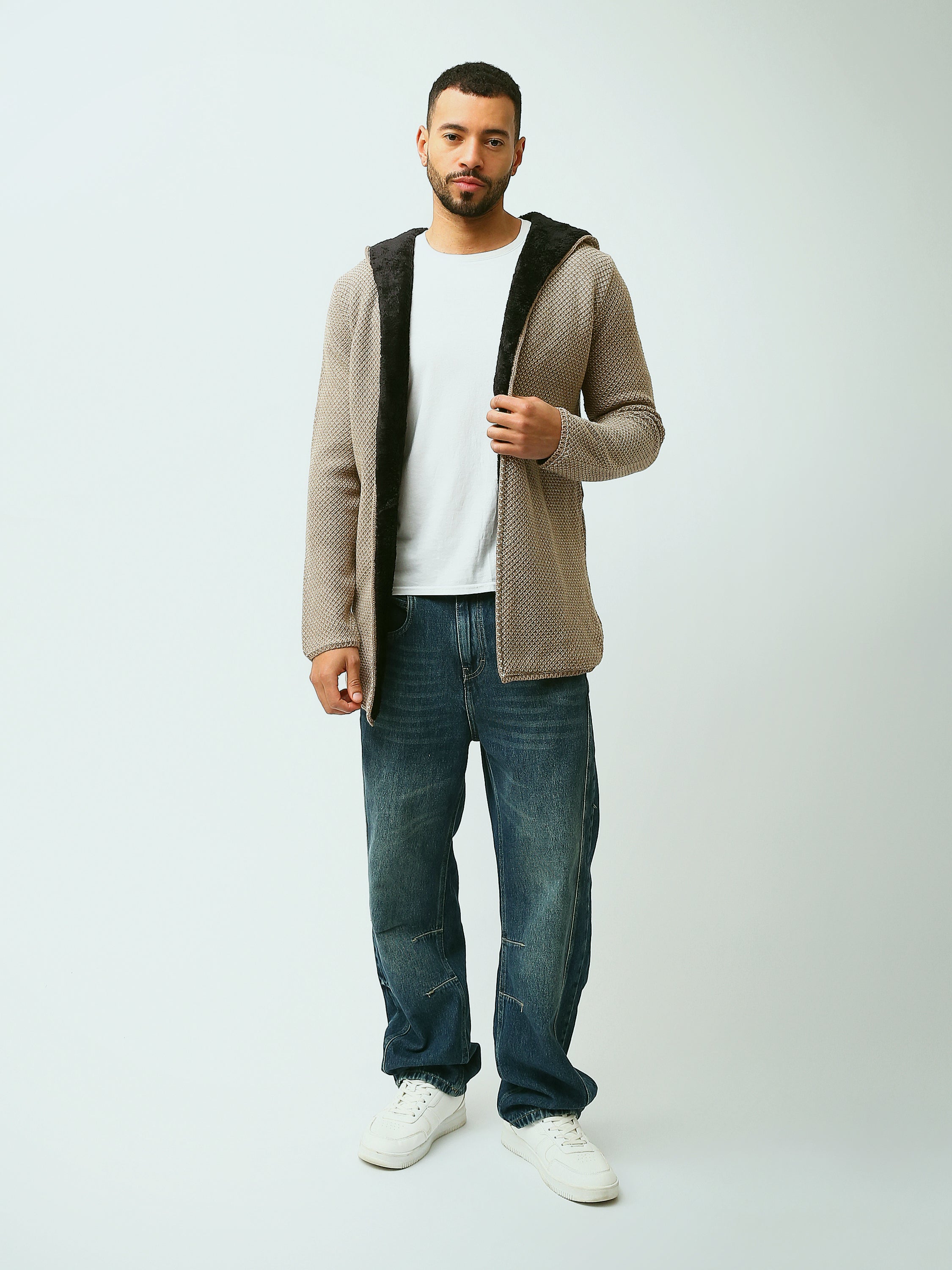 Town Team - Men's Regular plain Pullovers Beige Acrylic 