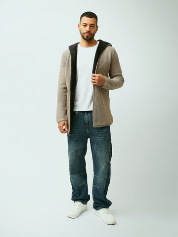 Town Team - Men's Regular plain Pullovers Beige Acrylic 