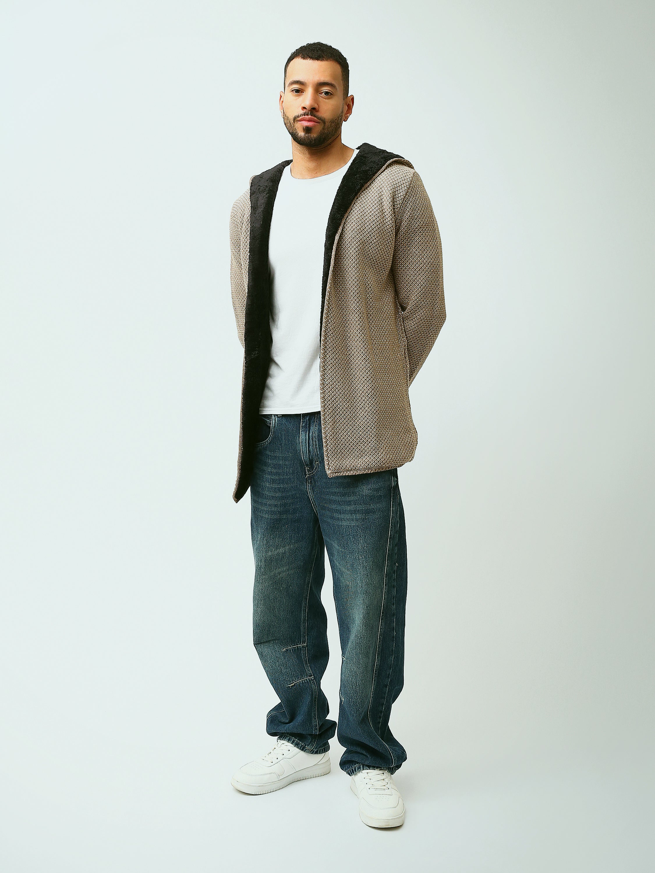 Town Team - Men's Regular plain Pullovers Beige Acrylic 
