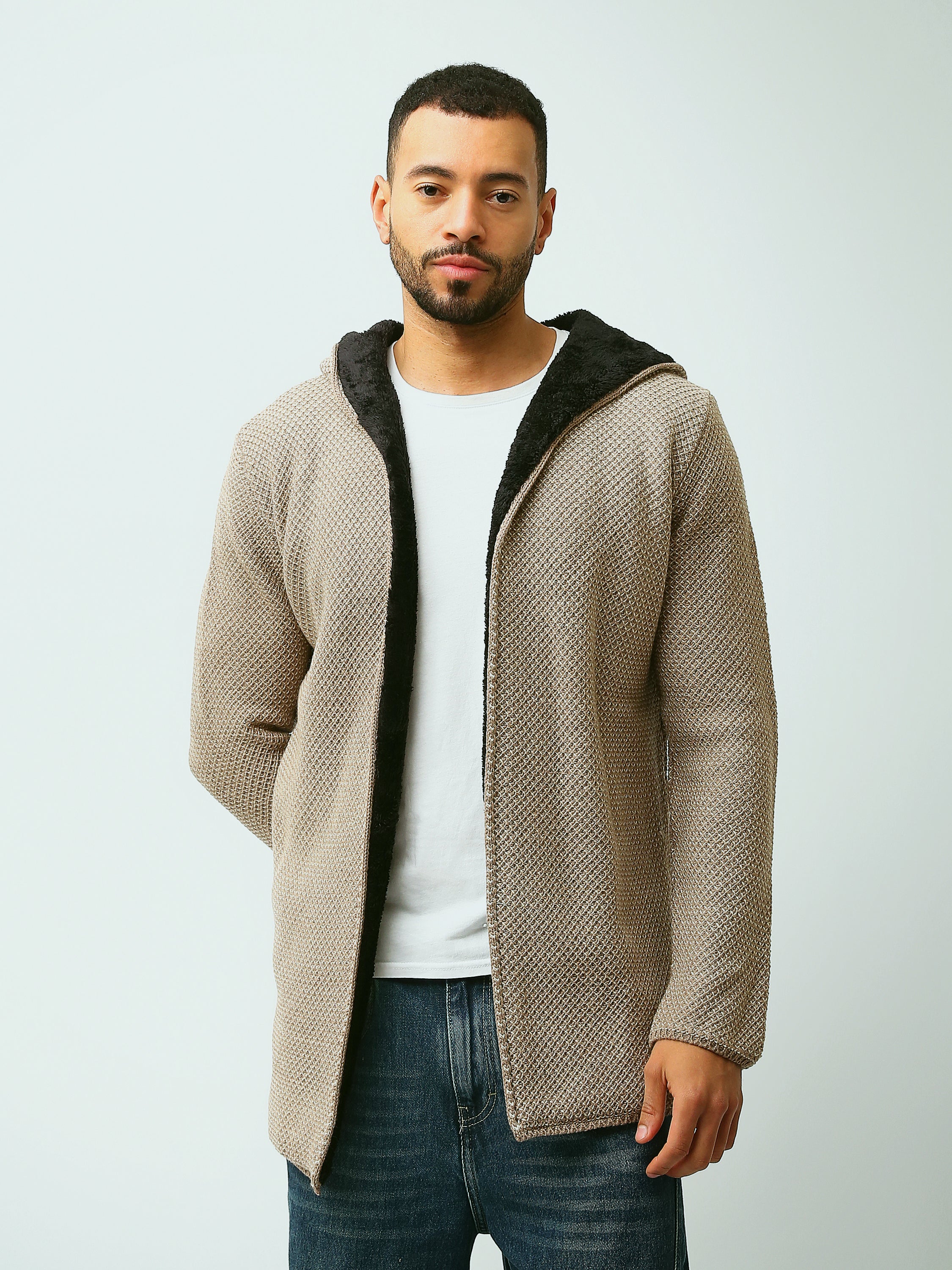 Town Team - Men's Regular plain Pullovers Beige Acrylic 