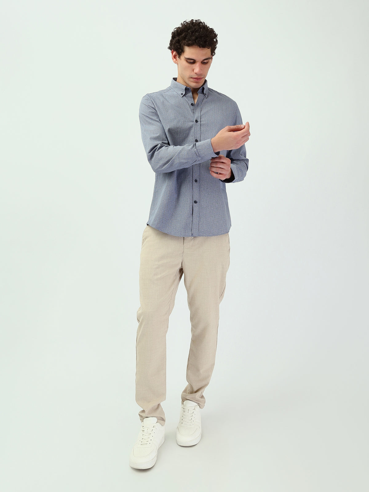 Town Team - Men's Modern poplin Long Sleeves Shirts Ink Blue Poplin