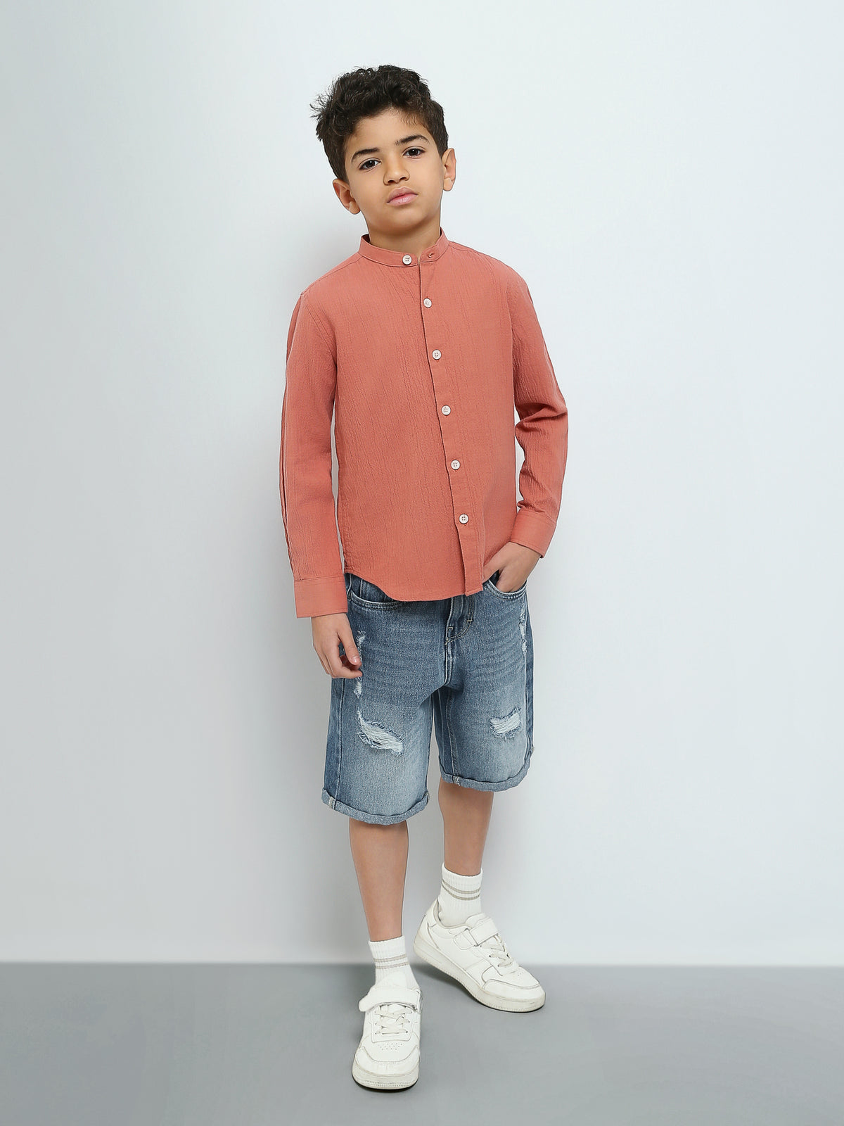 Town Team - Kids' Slim cotton Boys Long Sleeves Shirts Cashmere Pure Cotton